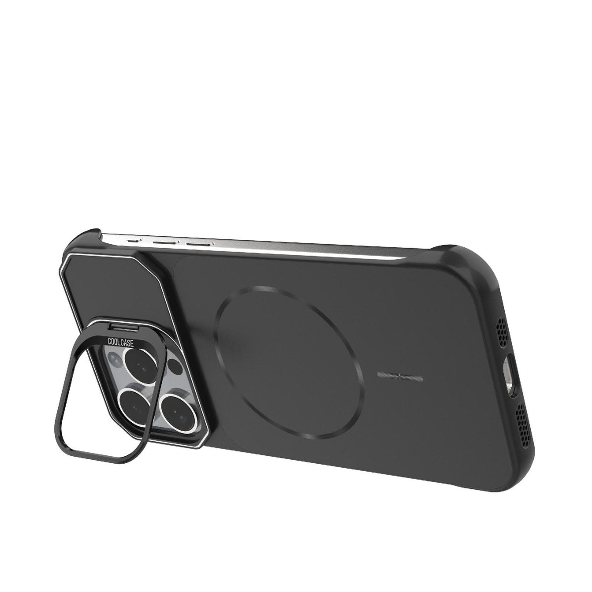 For iPhone 15 Pro Max Frameless Half-Wrapped PC Magnetic Phone Case - Black - EDA009914113A