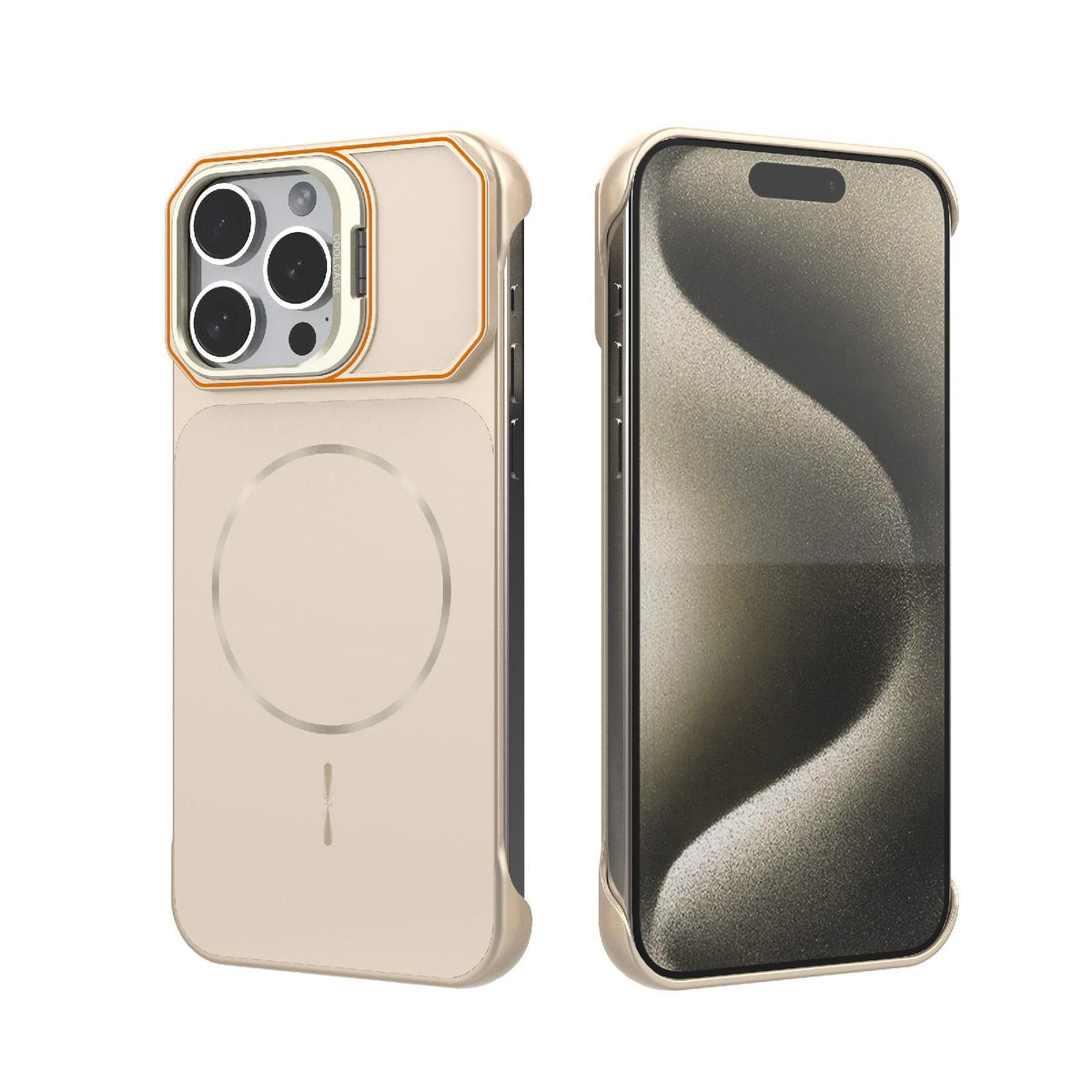 For iPhone 15 Pro Max Frameless Half-Wrapped PC Magnetic Phone Case - Rose Gold - EDA009914113B
