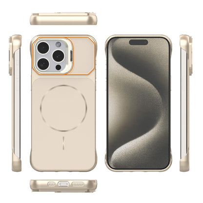 For iPhone 15 Pro Max Frameless Half-Wrapped PC Magnetic Phone Case - Rose Gold - EDA009914113B