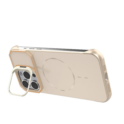 For iPhone 15 Pro Max Frameless Half-Wrapped PC Magnetic Phone Case - Rose Gold - EDA009914113B