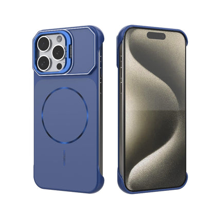 For iPhone 15 Pro Max Frameless Half-Wrapped PC Magnetic Phone Case - Blue - EDA009914113C