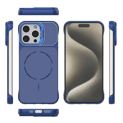 For iPhone 15 Pro Max Frameless Half-Wrapped PC Magnetic Phone Case - Blue - EDA009914113C
