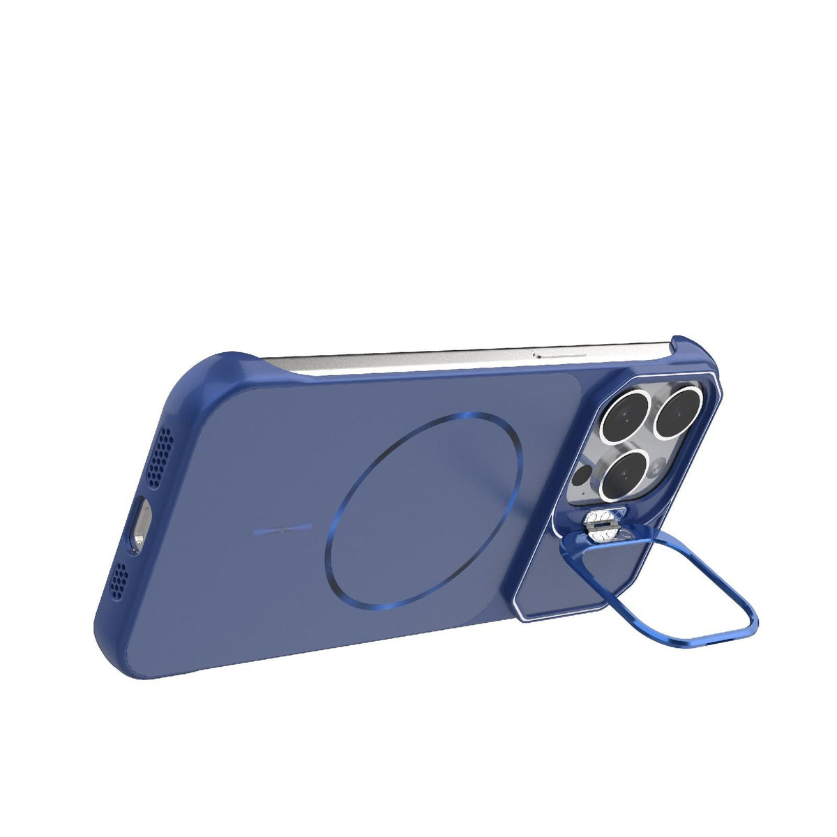 For iPhone 15 Pro Max Frameless Half-Wrapped PC Magnetic Phone Case - Blue - EDA009914113C