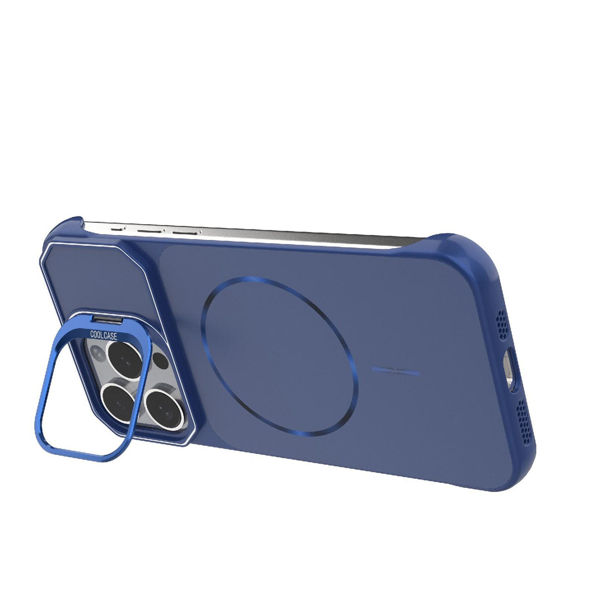 For iPhone 15 Pro Max Frameless Half-Wrapped PC Magnetic Phone Case - Blue - EDA009914113C
