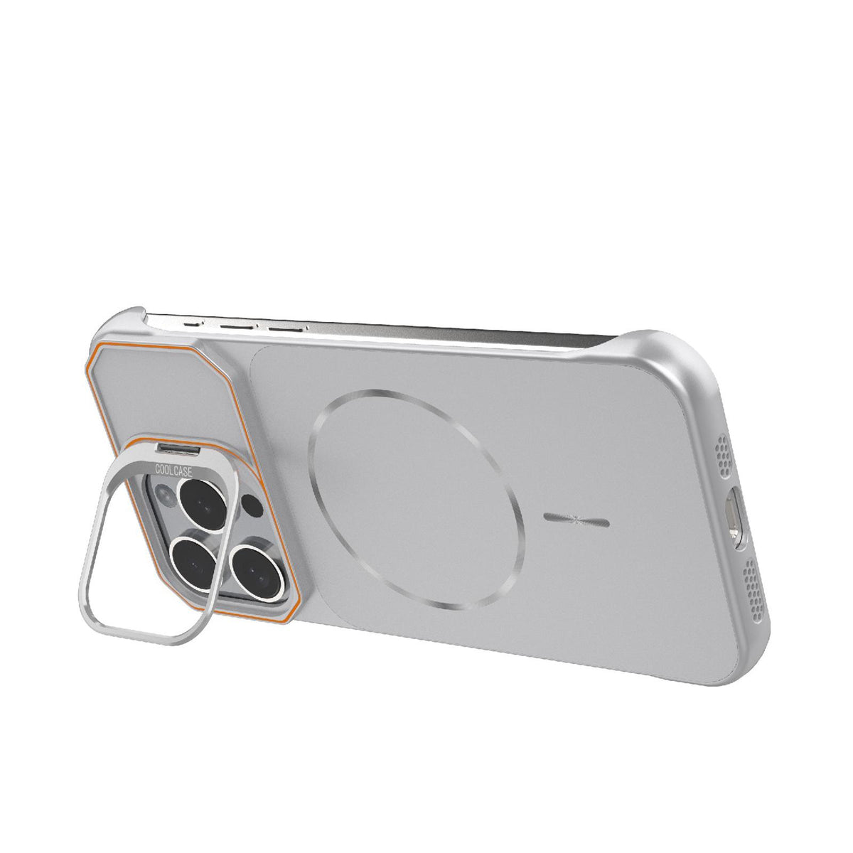 For iPhone 15 Pro Max Frameless Half-Wrapped PC Magnetic Phone Case - Silver - EDA009914113D