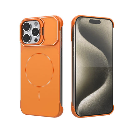 For iPhone 15 Pro Max Frameless Half-Wrapped PC Magnetic Phone Case - Orange - EDA009914113E