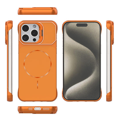 For iPhone 15 Pro Max Frameless Half-Wrapped PC Magnetic Phone Case - Orange - EDA009914113E