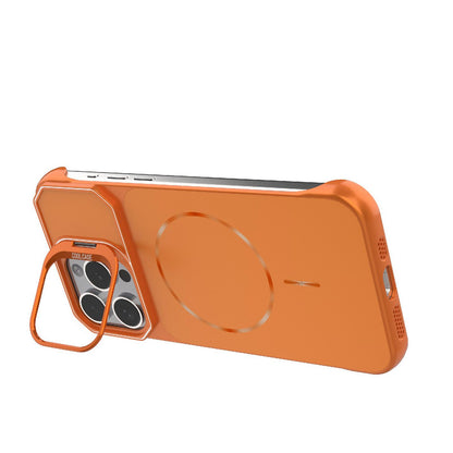For iPhone 15 Pro Max Frameless Half-Wrapped PC Magnetic Phone Case - Orange - EDA009914113E