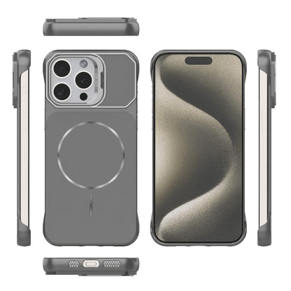 For iPhone 15 Pro Max Frameless Half-Wrapped PC Magnetic Phone Case - Gray - EDA009914113F