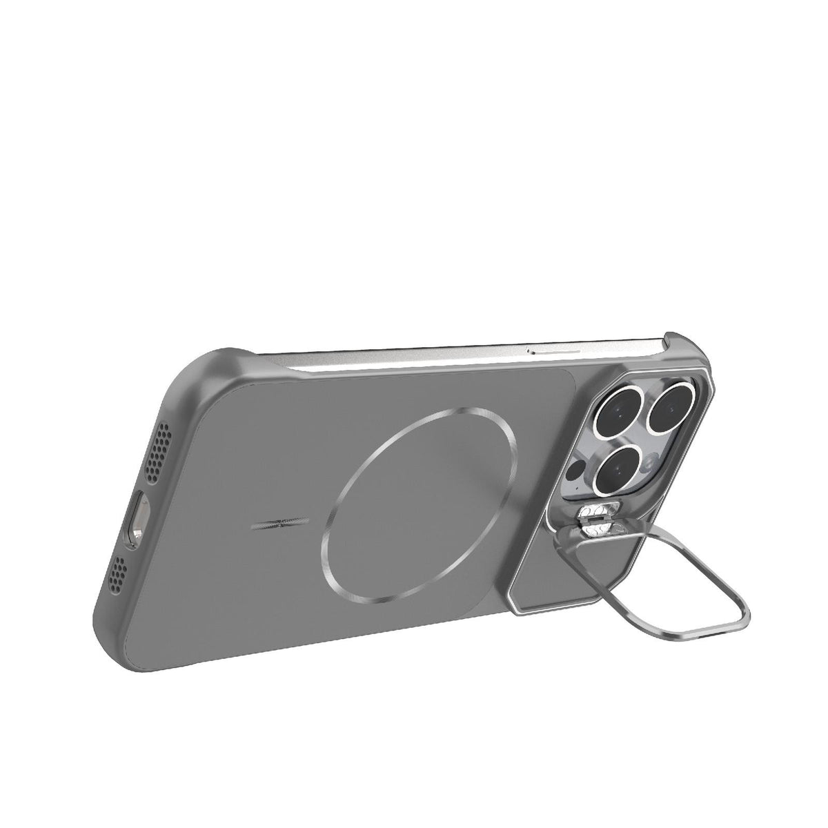 For iPhone 15 Pro Max Frameless Half-Wrapped PC Magnetic Phone Case - Gray - EDA009914113F