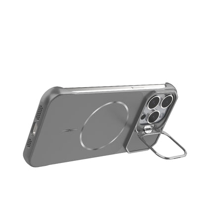 For iPhone 15 Pro Max Frameless Half-Wrapped PC Magnetic Phone Case - Gray - EDA009914113F