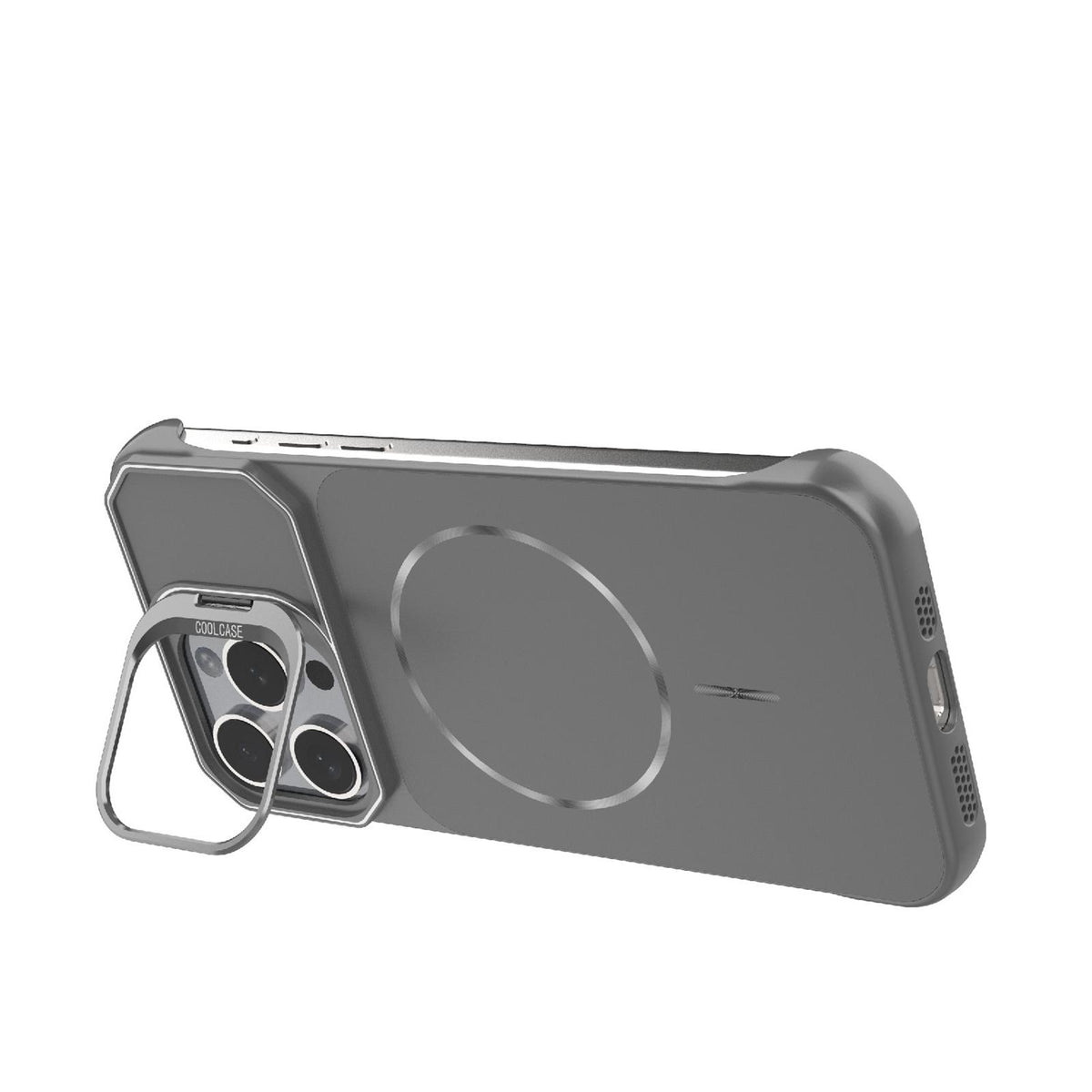 For iPhone 15 Pro Max Frameless Half-Wrapped PC Magnetic Phone Case - Gray - EDA009914113F