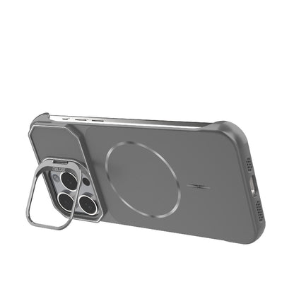 For iPhone 15 Pro Max Frameless Half-Wrapped PC Magnetic Phone Case - Gray - EDA009914113F