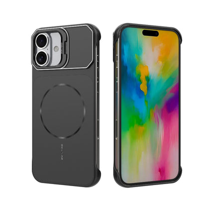 For iPhone 16 Plus Frameless Half-Wrapped PC Magnetic Phone Case - Black - EDA009914114A