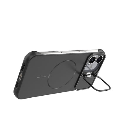 For iPhone 16 Plus Frameless Half-Wrapped PC Magnetic Phone Case - Black - EDA009914114A
