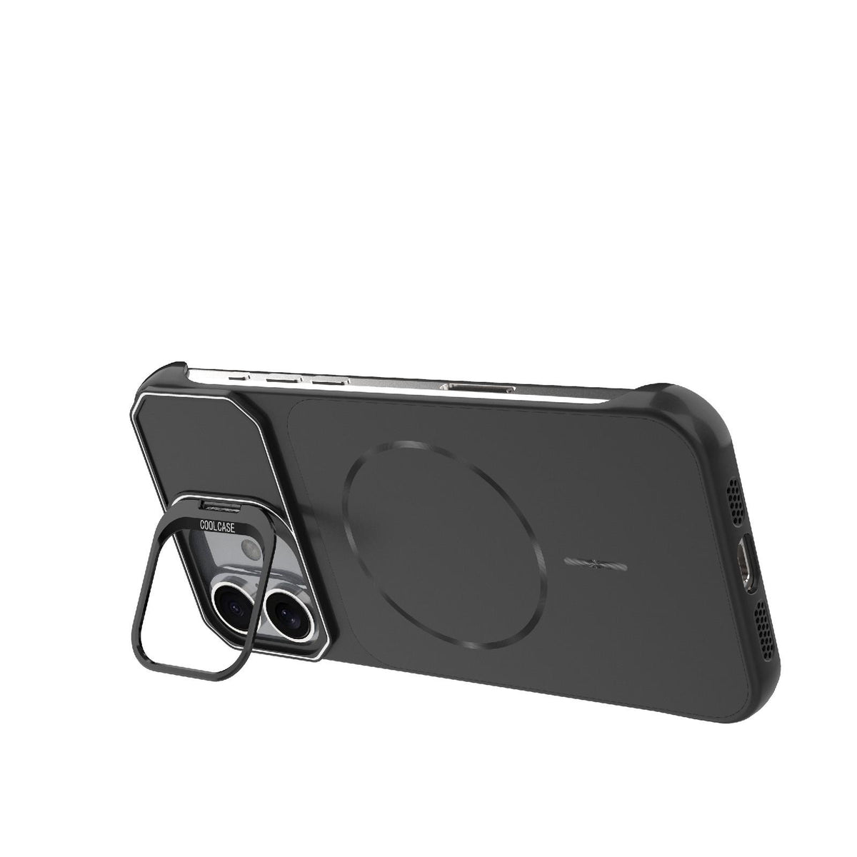 For iPhone 16 Plus Frameless Half-Wrapped PC Magnetic Phone Case - Black - EDA009914114A