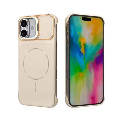 For iPhone 16 Plus Frameless Half-Wrapped PC Magnetic Phone Case - Rose Gold - EDA009914114B