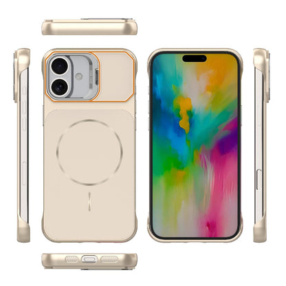 For iPhone 16 Plus Frameless Half-Wrapped PC Magnetic Phone Case - Rose Gold - EDA009914114B