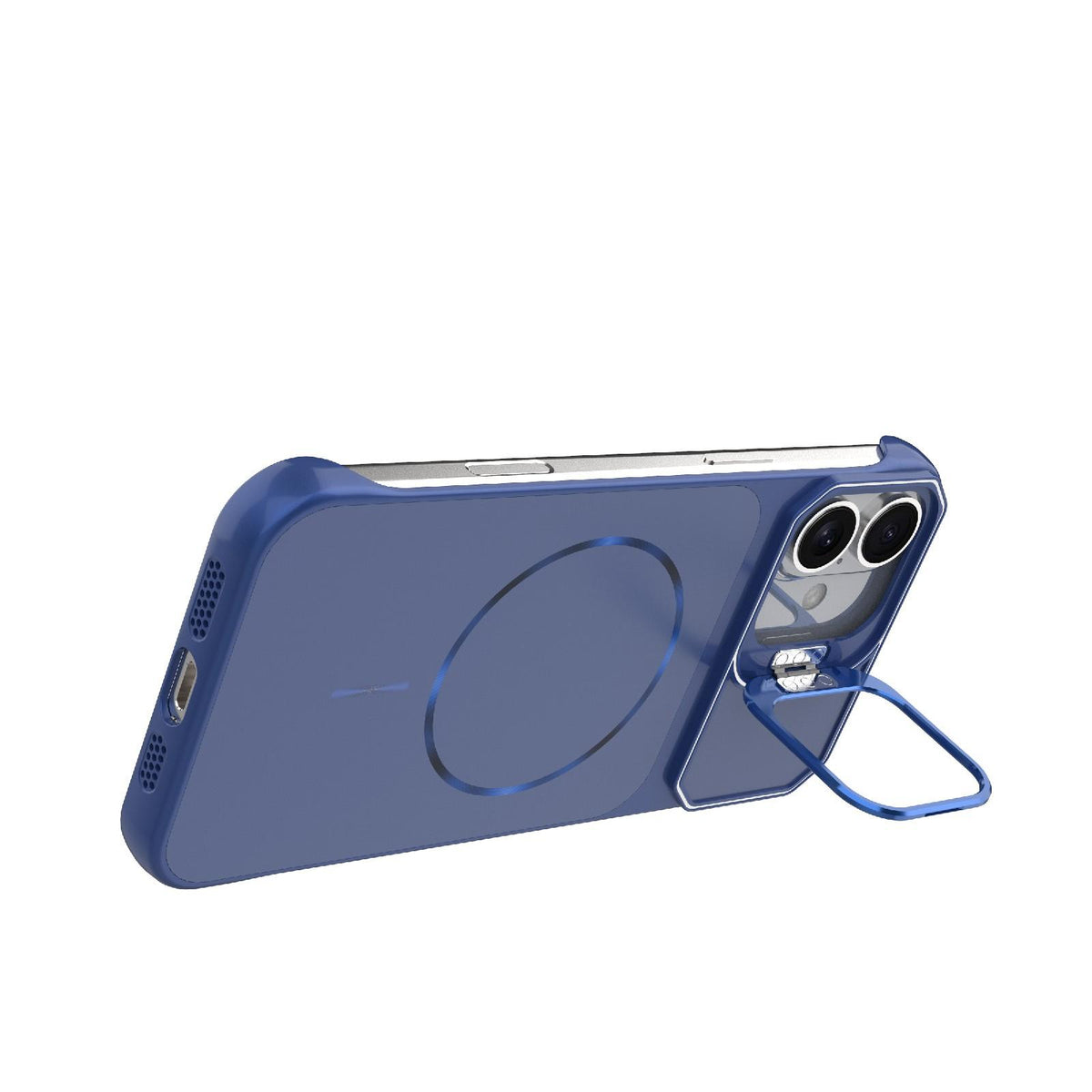 For iPhone 16 Plus Frameless Half-Wrapped PC Magnetic Phone Case - Blue - EDA009914114C