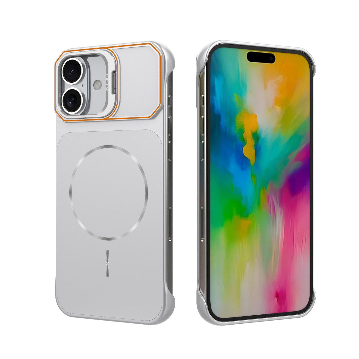 For iPhone 16 Plus Frameless Half-Wrapped PC Magnetic Phone Case - Silver - EDA009914114D