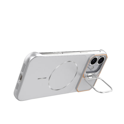 For iPhone 16 Plus Frameless Half-Wrapped PC Magnetic Phone Case - Silver - EDA009914114D