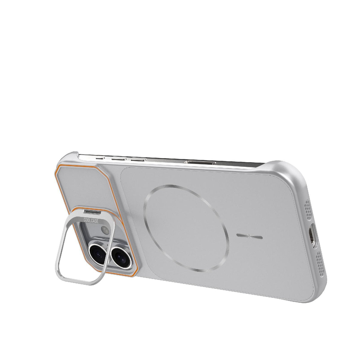 For iPhone 16 Plus Frameless Half-Wrapped PC Magnetic Phone Case - Silver - EDA009914114D