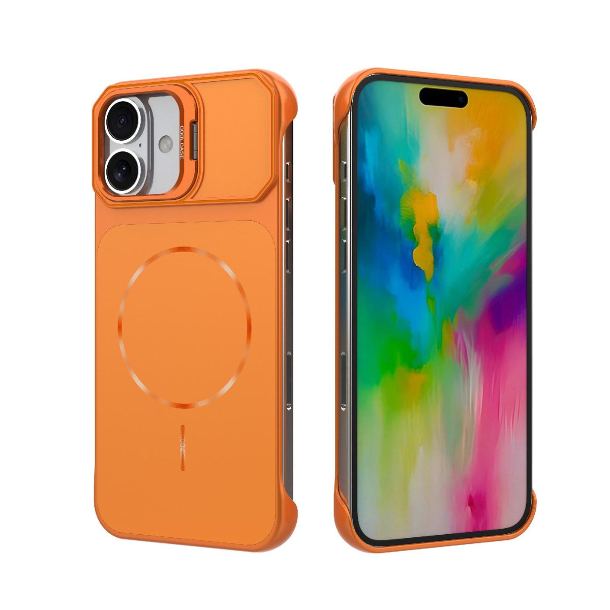 For iPhone 16 Plus Frameless Half-Wrapped PC Magnetic Phone Case - Orange - EDA009914114E