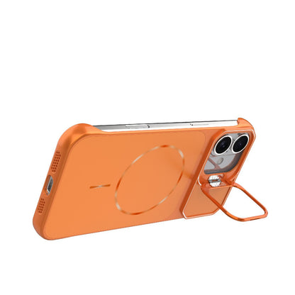 For iPhone 16 Plus Frameless Half-Wrapped PC Magnetic Phone Case - Orange - EDA009914114E