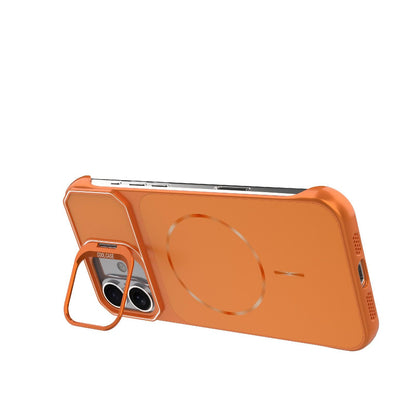 For iPhone 16 Plus Frameless Half-Wrapped PC Magnetic Phone Case - Orange - EDA009914114E