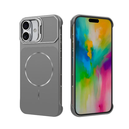 For iPhone 16 Plus Frameless Half-Wrapped PC Magnetic Phone Case - Gray - EDA009914114F