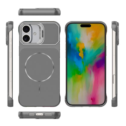 For iPhone 16 Plus Frameless Half-Wrapped PC Magnetic Phone Case - Gray - EDA009914114F
