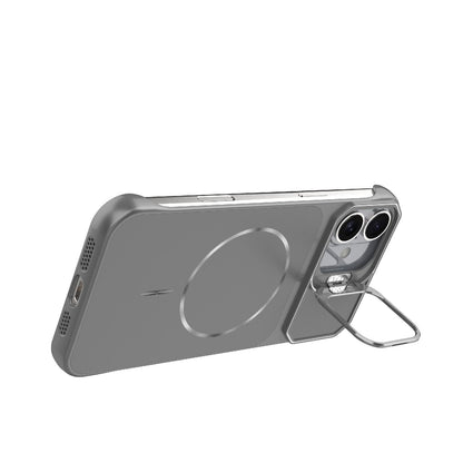 For iPhone 16 Plus Frameless Half-Wrapped PC Magnetic Phone Case - Gray - EDA009914114F