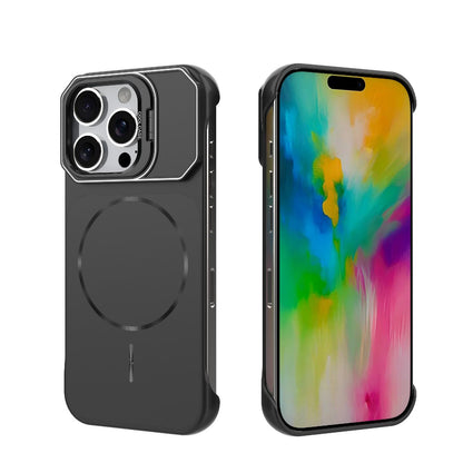 For iPhone 16 Pro Frameless Half-Wrapped PC Magnetic Phone Case - Black - EDA009914115A