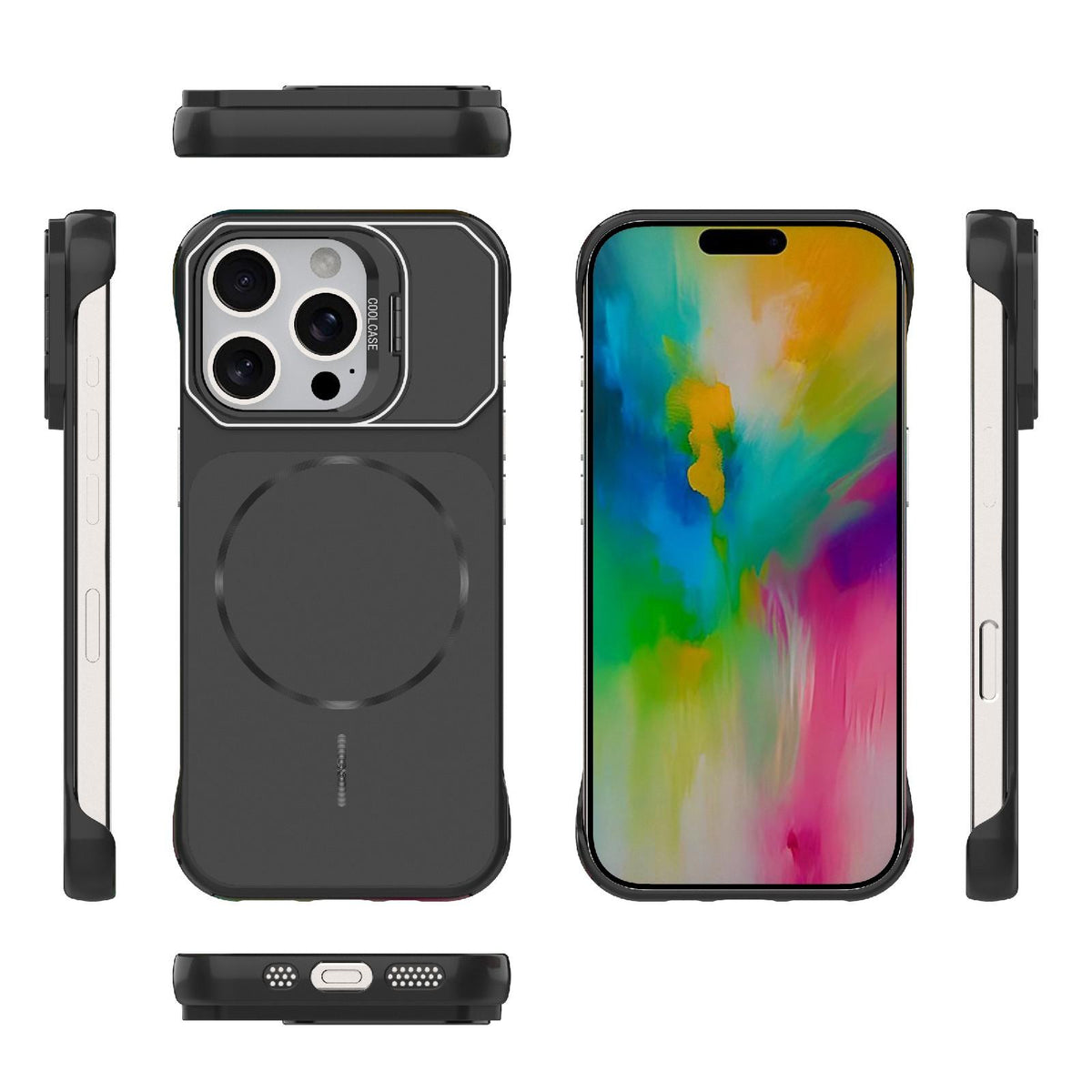 For iPhone 16 Pro Frameless Half-Wrapped PC Magnetic Phone Case - Black - EDA009914115A
