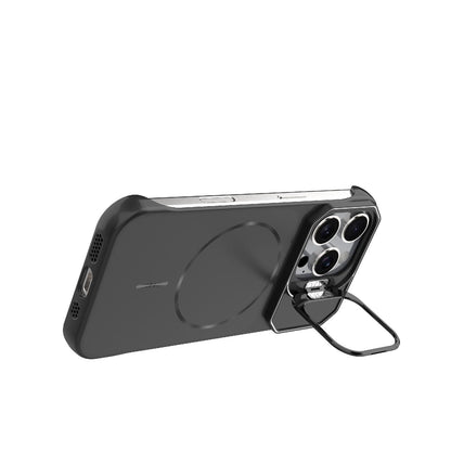 For iPhone 16 Pro Frameless Half-Wrapped PC Magnetic Phone Case - Black - EDA009914115A