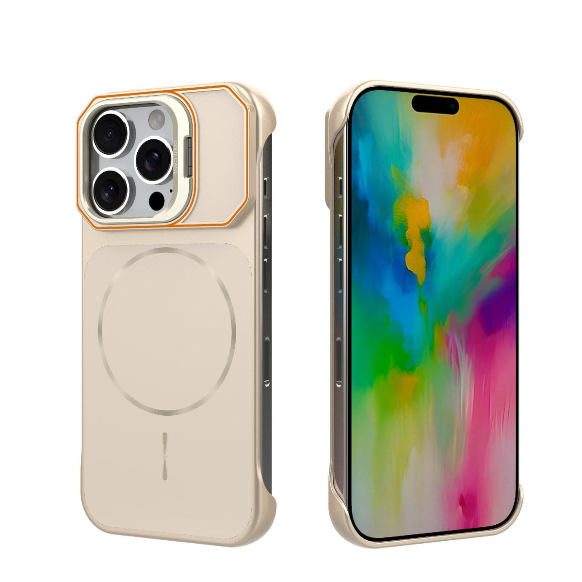 For iPhone 16 Pro Frameless Half-Wrapped PC Magnetic Phone Case - Rose Gold - EDA009914115B
