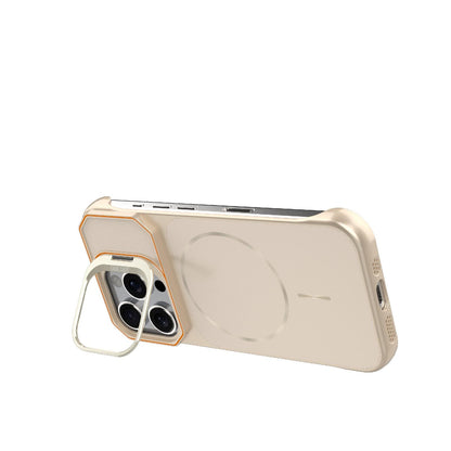 For iPhone 16 Pro Frameless Half-Wrapped PC Magnetic Phone Case - Rose Gold - EDA009914115B