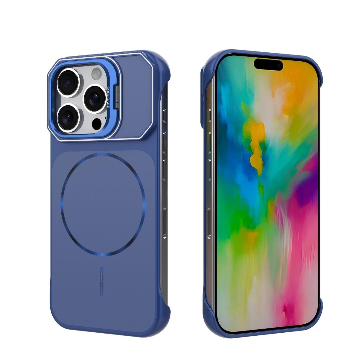 For iPhone 16 Pro Frameless Half-Wrapped PC Magnetic Phone Case - Blue - EDA009914115C