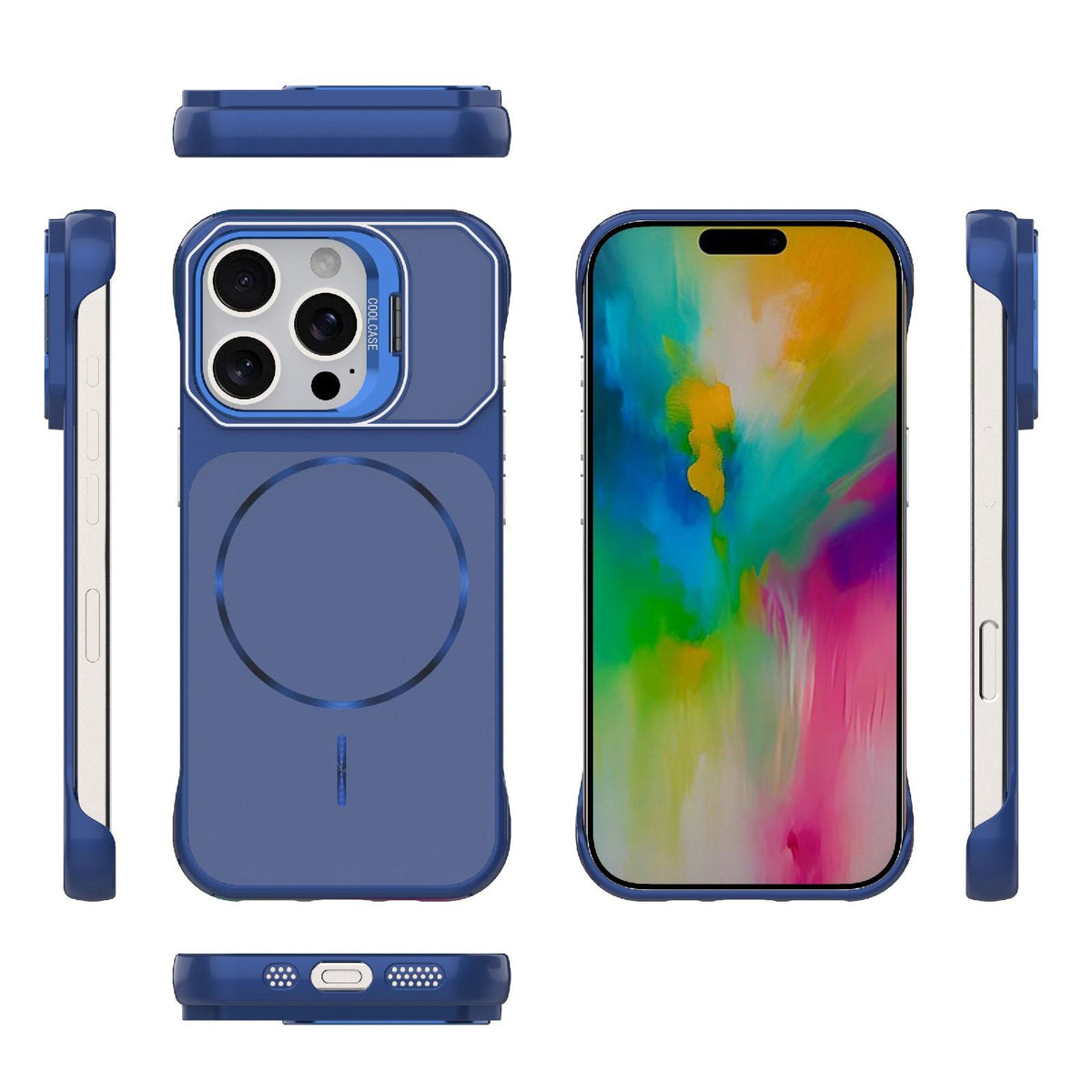 For iPhone 16 Pro Frameless Half-Wrapped PC Magnetic Phone Case - Blue - EDA009914115C