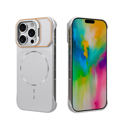 For iPhone 16 Pro Frameless Half-Wrapped PC Magnetic Phone Case - Silver - EDA009914115D