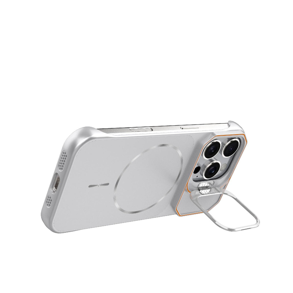 For iPhone 16 Pro Frameless Half-Wrapped PC Magnetic Phone Case - Silver - EDA009914115D