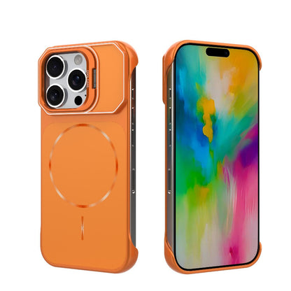 For iPhone 16 Pro Frameless Half-Wrapped PC Magnetic Phone Case - Orange - EDA009914115E