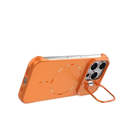 For iPhone 16 Pro Frameless Half-Wrapped PC Magnetic Phone Case - Orange - EDA009914115E