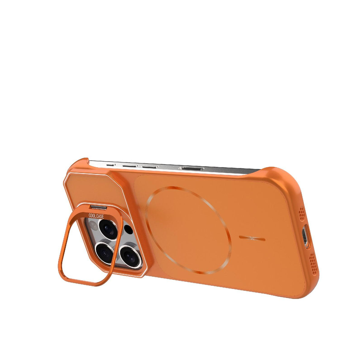 For iPhone 16 Pro Frameless Half-Wrapped PC Magnetic Phone Case - Orange - EDA009914115E