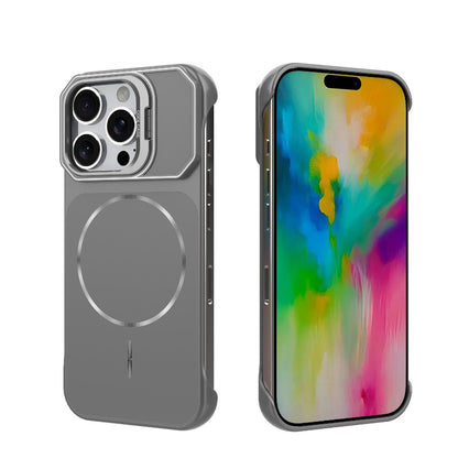 For iPhone 16 Pro Frameless Half-Wrapped PC Magnetic Phone Case - Gray - EDA009914115F