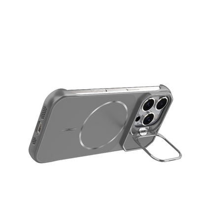 For iPhone 16 Pro Frameless Half-Wrapped PC Magnetic Phone Case - Gray - EDA009914115F