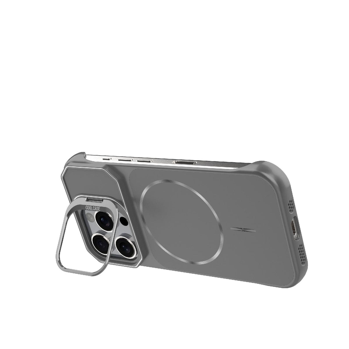 For iPhone 16 Pro Frameless Half-Wrapped PC Magnetic Phone Case - Gray - EDA009914115F