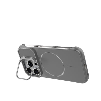 For iPhone 16 Pro Frameless Half-Wrapped PC Magnetic Phone Case - Gray - EDA009914115F