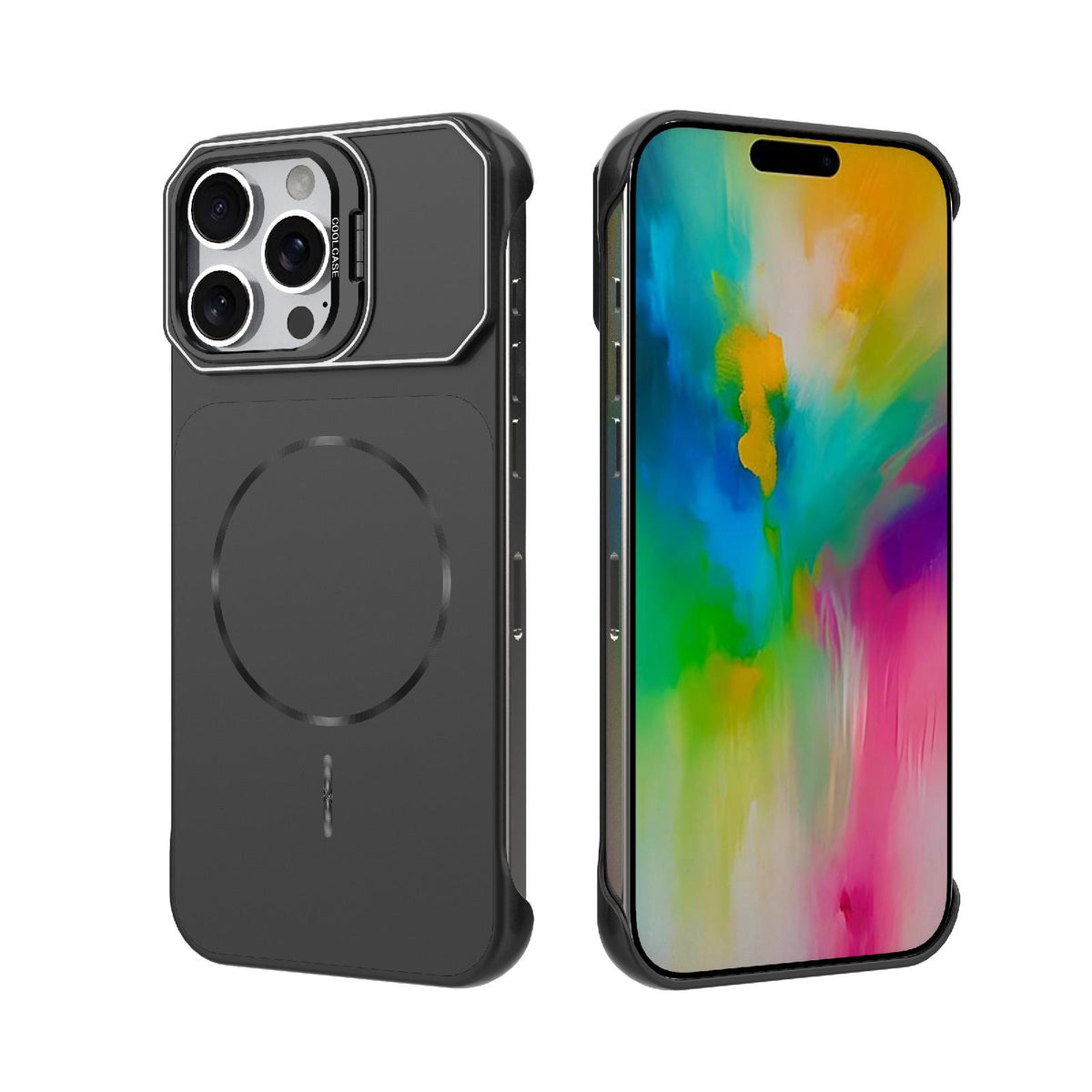 For iPhone 16 Pro Max Frameless Half-Wrapped PC Magnetic Phone Case - Black - EDA009914116A