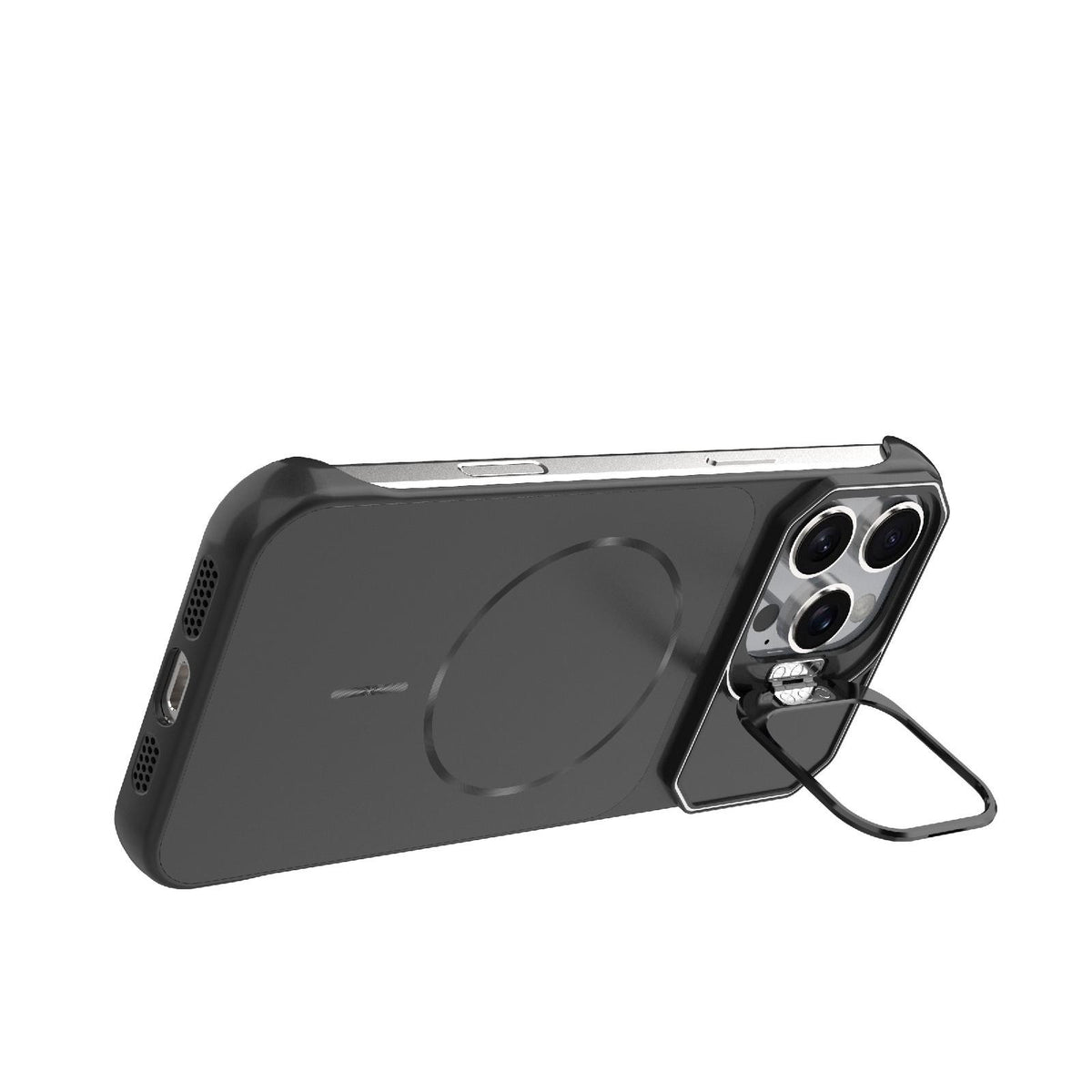 For iPhone 16 Pro Max Frameless Half-Wrapped PC Magnetic Phone Case - Black - EDA009914116A